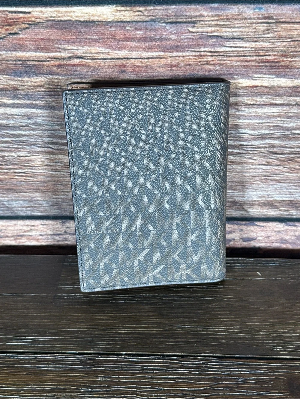 NWOT! Michael Kors Logo-Print Passport Card Holder in Dark Brown